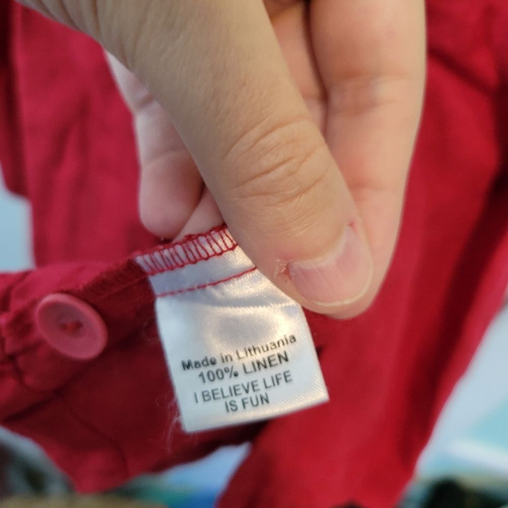 Flax Red Button Up Tunic Size Large Lagenlook - image 5